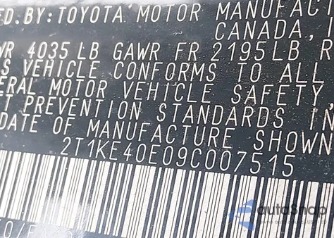 2009 Toyota Matrix S from USA, damaged, VIN 2T1KE40E09C007515